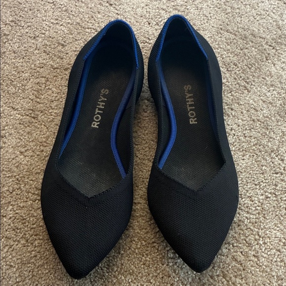 Rothy's Shoes - Rothy's Black Flats with Blue Accents
